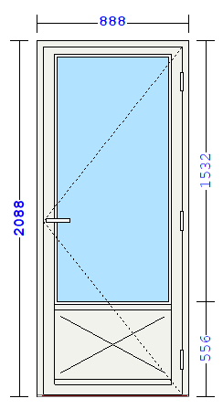 Balkongdør 888x2088 (Høgre hengsla)